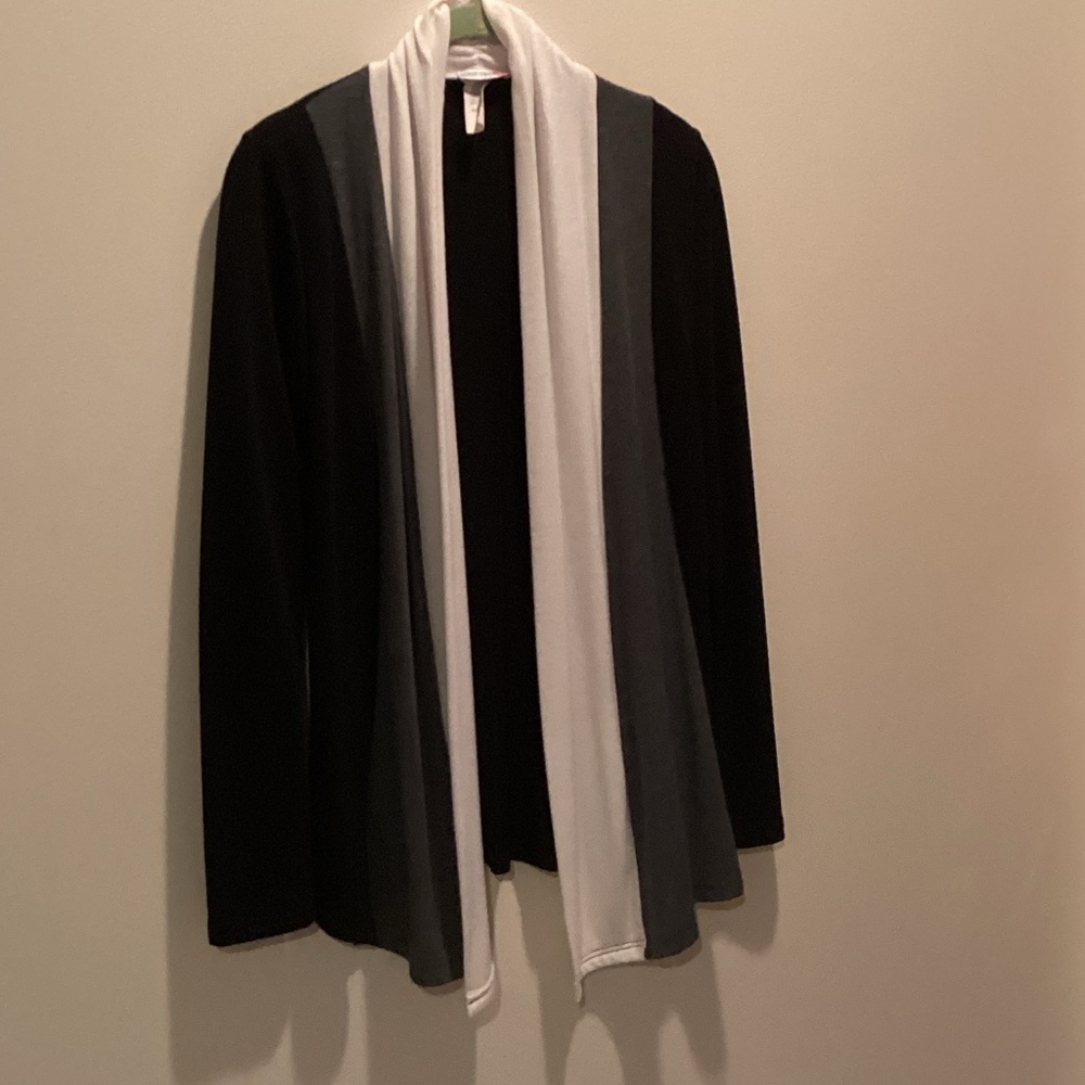 Black cream and grey Open Front Cardigan